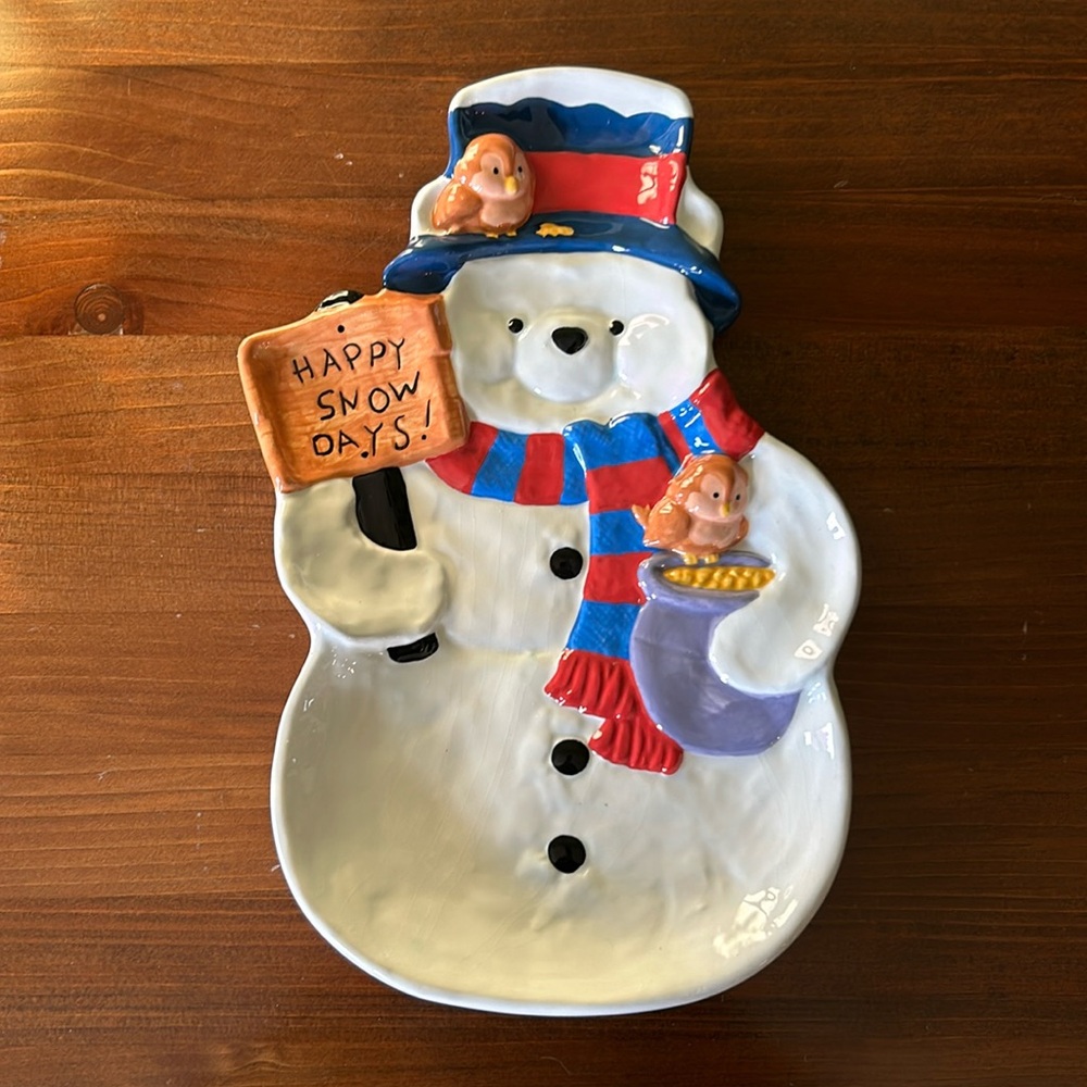 Vintage Pooh Snowman Candy Dish